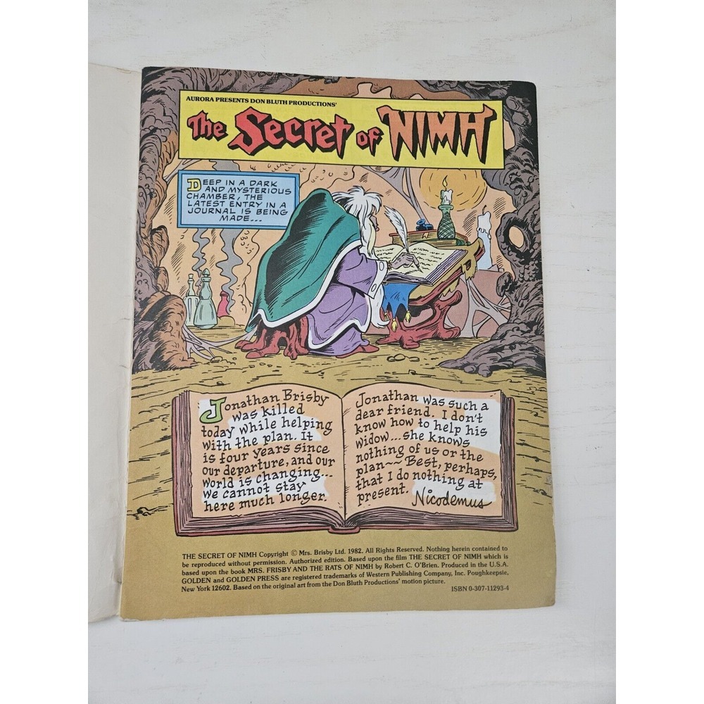 Vintage The Secret Of Nimh Graphic Novel Comic Paperback-1982 Golden Press - Picture 9 of 11